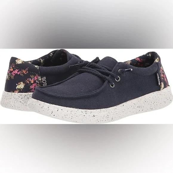 Size 7 Bobs Skipper Laurel Oak floral navy slip on memory foam shoes - Picture 9 of 9